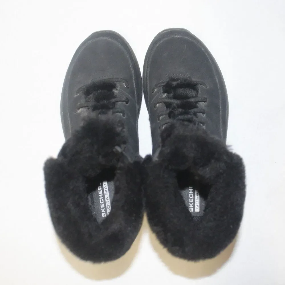 Kids Skechers Fuzzy Boots Black